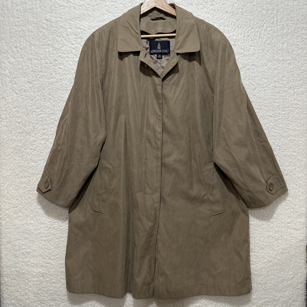 LONDON FOG Women's Brown‎ Button-Up TRENCH COAT Size 1X